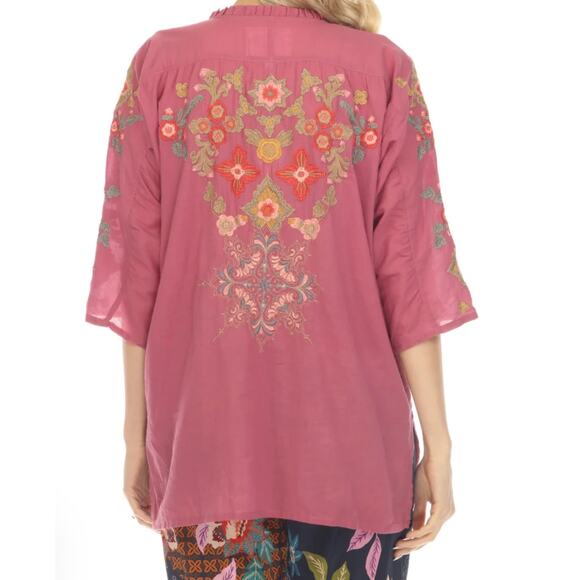 Johnny Was Biya Violet Irma Embroidered 3/4 Sleeve‎ Blouse Small B11423B6 New - Picture 3 of 10